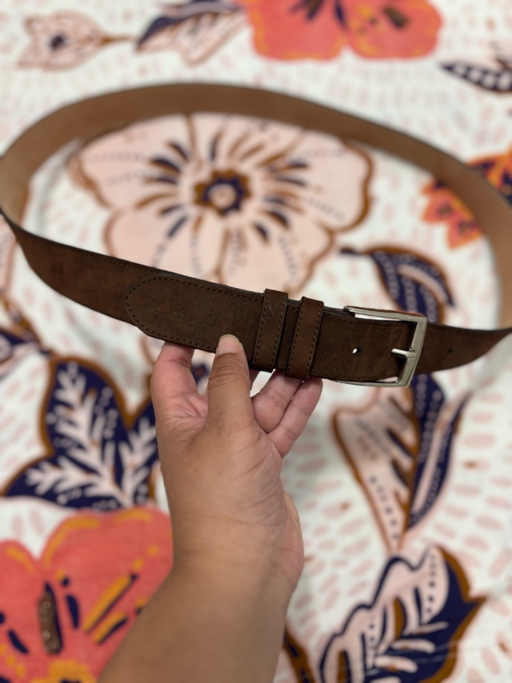 Peter Millar Excursionist Suede Belt With Embroidered Skulls Size 42